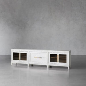 Rowan Modular Reeded Glass Media Console with Drawers - Image 2